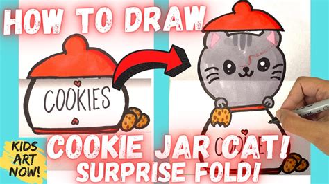 How To Draw A Cute Cookie Jar Cat Surprise Fold Youtube