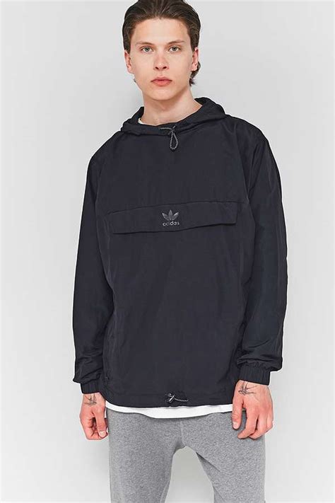 Adidas Black Taped Anorak Jacket Urban Outfitters Uk