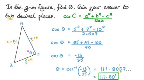 Question Video Using The Law Of Cosines To Calculate The Measure Of An