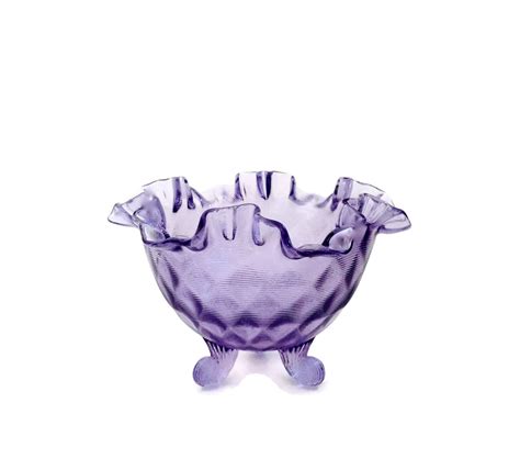 Vintage Fenton Glass Purple Bowl Lilac Footed Ruffle Bowl Etsy Purple Bowls Fenton Glass