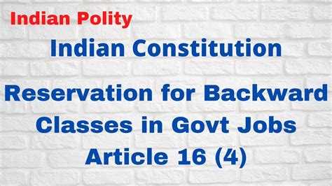 Indian Polity Indian Constitution Reservation For Backward Classes In