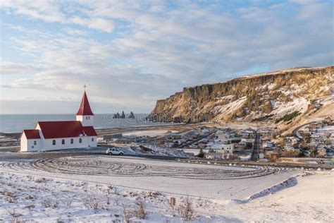 Landscapes And Cityscape Of The Village Of Vik In Iceland Stock Photo