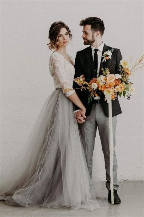 25 Edgy Bridal Separates That Inspire Edgy Bridal Grey Wedding Dress