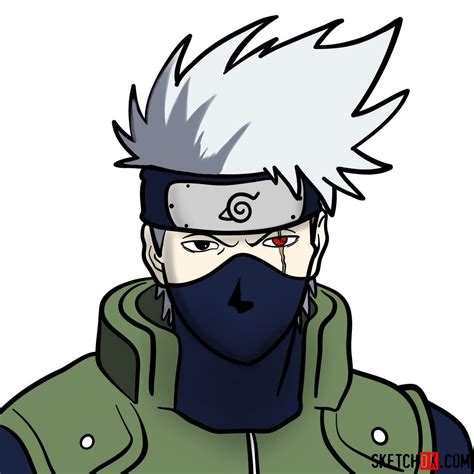 How To Draw The Face Of Kakashi Hatake Naruto Sketchok Step By