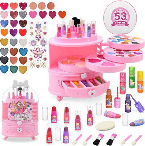 Bloranda 53 Pcs Kids Makeup Kit For Girl Real Cosmetic