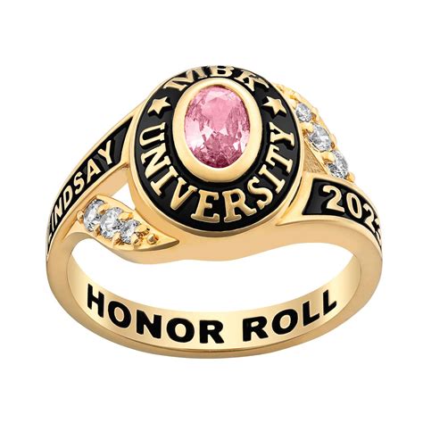 Ladies Gold Over Sterling Birthstone Traditional Class Ring Class