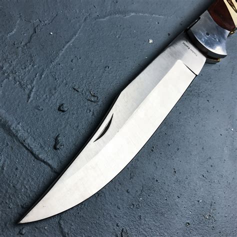18 Giant Folding Pocket Knife Wood Camping Hunting Lockback Skinner