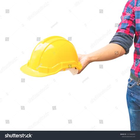 Engineer Hold Yellow Safety Helmet Plastic Stock Photo Edit Now