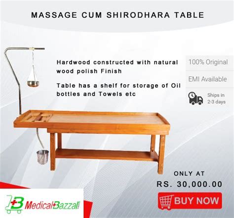 Massage Cum Shirodhara Table Is Hardwood Constructed With Natural Wood Polish Finish Massage
