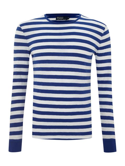 Our favorites price (lowest first) price (highest first) new arrivals discount rate. Polo Ralph Lauren Long Sleeved Striped Crew Neck T-shirt ...