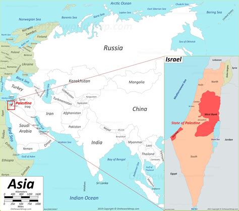 Palestine Location On The Asia Map Ontheworldmap Com