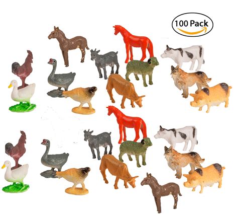 96piece Party Pack Mini Farm Animals Plastic Mini Educational Animal