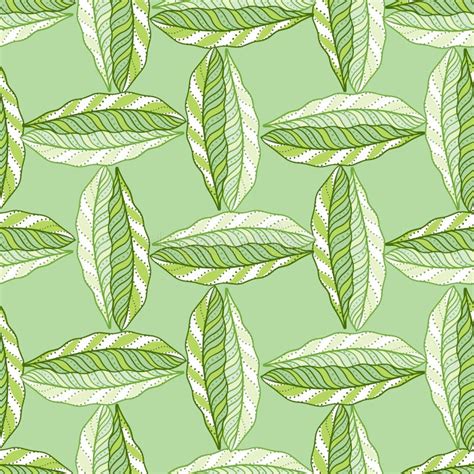 Vintage Botanic Seamless Pattern With Green Abstract Leaves Print