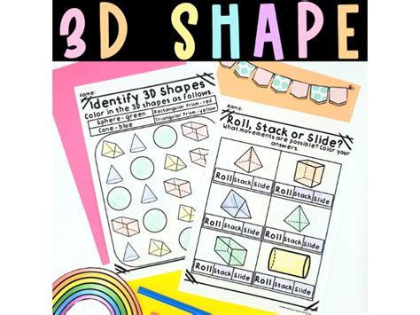 3d Shapes Worksheets Shape Properties Teaching Resources