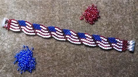 Beads Baubles And Bracelets Peyote Patriotic Flag Bracelet