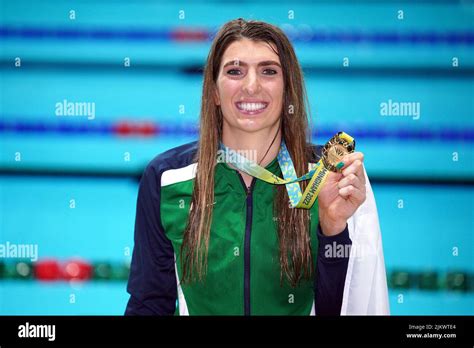 Northern Irelands Bethany Firth Celebrates With The Gold Medal After Winning The Womens 200m