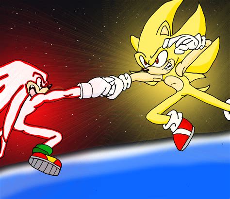 Super Sonic Vs Hyper Knuckles By Sonigoku On Deviantart