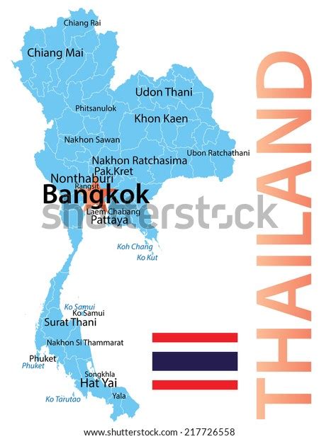 Thailand Map Largest Cities Carefully Scaled Stock Vector Royalty Free