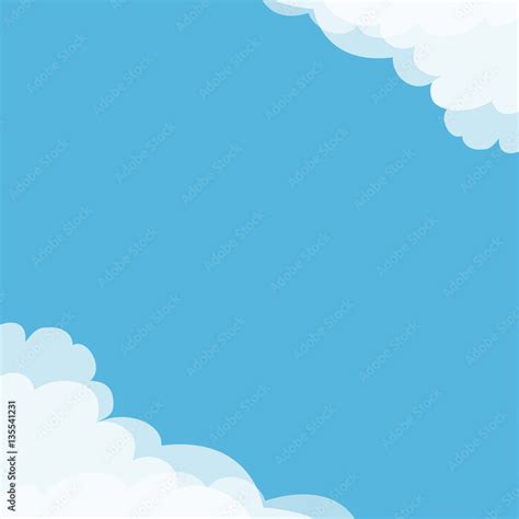 Blue Sky Cloud In Corners Frame Template Cloudy Weather Cloudshape