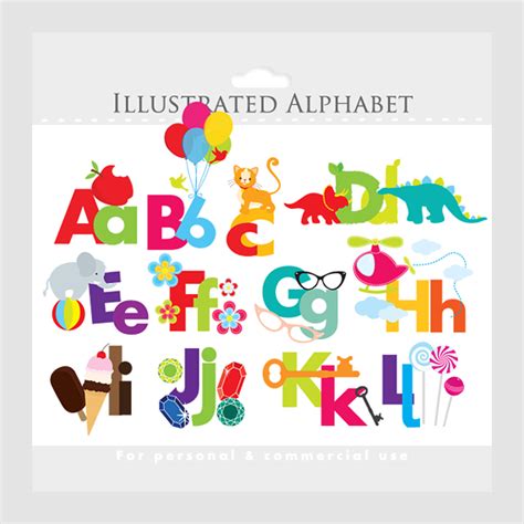 Alphabet Clipart Illustrated Alphabet Teaching Clip A