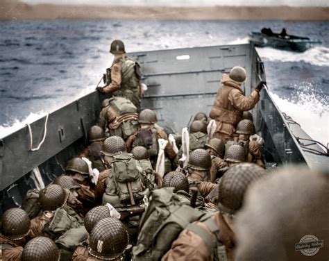 A Colorized Version Of The Original Photo Of Us Troops Heading Towards