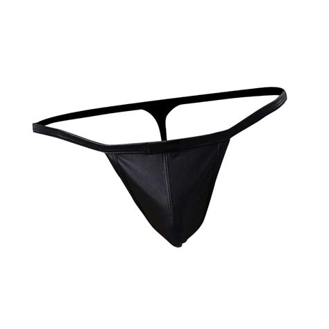 Sexy Mens Pu Leather G String Thongs Underwear Briefs T Back Underpant Black Ebay