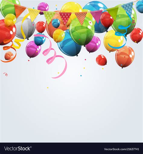Color Glossy Happy Birthday Balloons Banner Vector Image