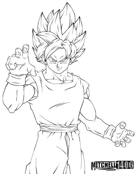 Perfected Super Saiyan Blue Goku Line Art By Mitchell1406 On Deviantart