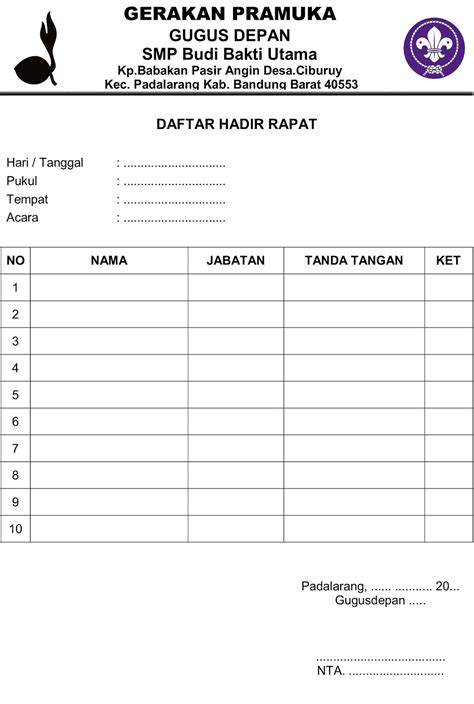 Contoh Buku Acara Kegiatan Pramuka Terbaru
