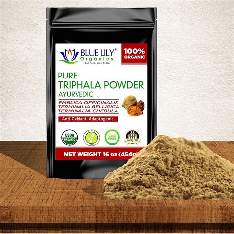 Triphala Powder Blue Lily Organics Certified Organic Raw Health Foods
