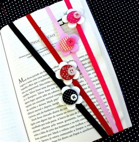 Marcador De Livro Button Crafts Felt Bookmark Diy Bookmarks