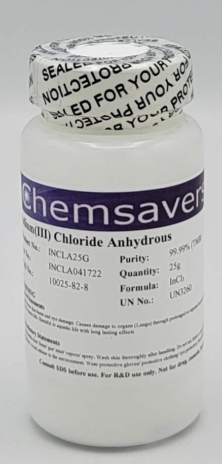 Indium III Chloride Anhydrous 99 99 Trace Metals Basis 25g