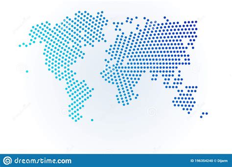 Map Icon Of World Vector Logo Illustration Blue Halftone Dots