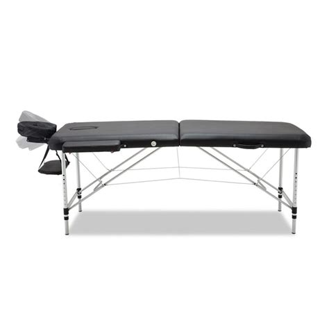 Zenses 2 Fold Portable Aluminium Massage Table Massage Bed Beauty Therapy Black 55cm Oi Store