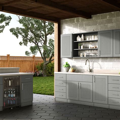 Naples Rustic Gray Weatherstrong Outdoor Cabinetry Outdoor Kitchen