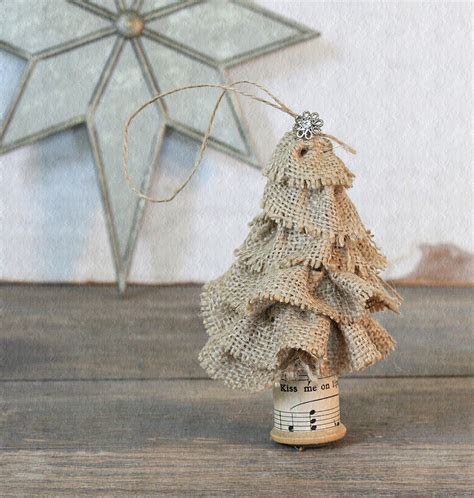 Items similar to Vintage Inspired Burlap Christmas Tree Ornament on