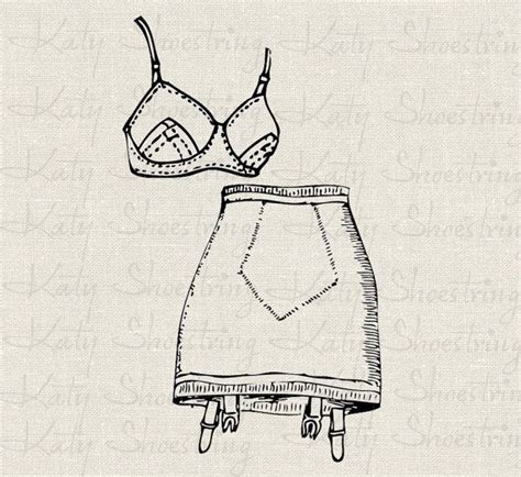 vintage 1950s rubber girdle and bra illustration bridal shower lingerie retro download and print