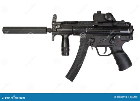 Submachine Gun With Silencer Stock Image 30307189