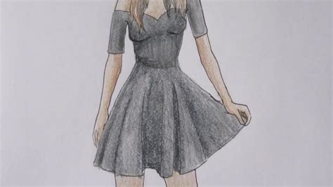 After that, start adding the details, such as eyes, nose and lips. HOW TO DRAW a girl in a black dress - YouTube