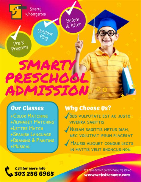 Smarty Preschool Admission Flyer Template Postermywall