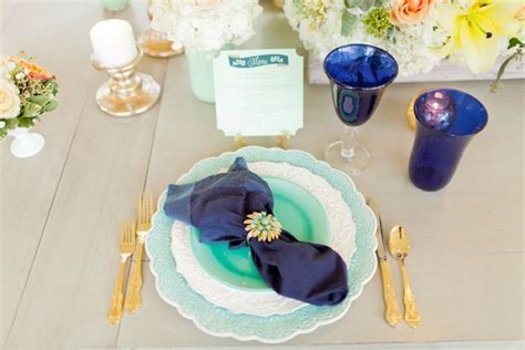 Eclectic Navy Mint And Peach Wedding Ideas Every Last Detail Peach