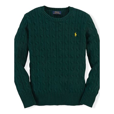 Lyst Ralph Lauren Cable Knit Cotton Sweater In Green For Men