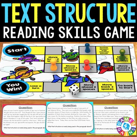 Text Structures Board Game Games 4 Gains
