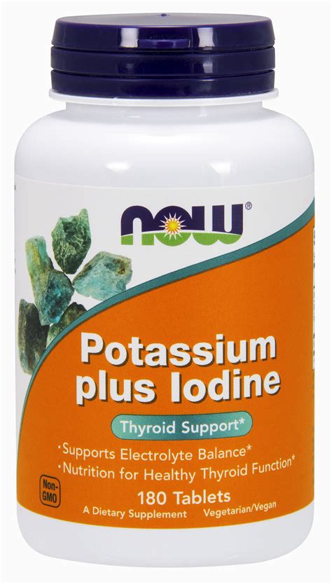 Now Supplements Potassium Plus Iodine Supports Electrolyte Balance