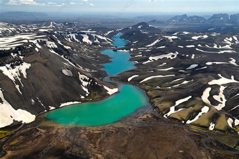 Aerial View Of Holmsarlon Lake Landmannalaugar Iceland Stock Image
