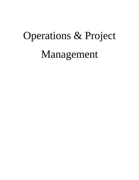 Operations And Project Management Desklib