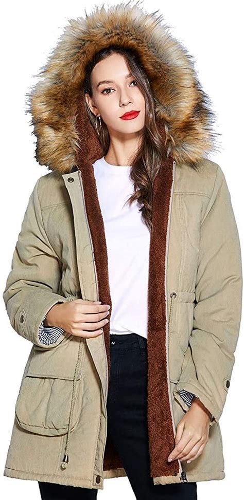 freeprance winter coats for women parka jacket coat with faux fur lining hood its women fashion