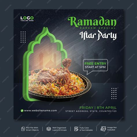 Premium Psd Ramadan Kareem Food Biriyani Social Media Post Banner