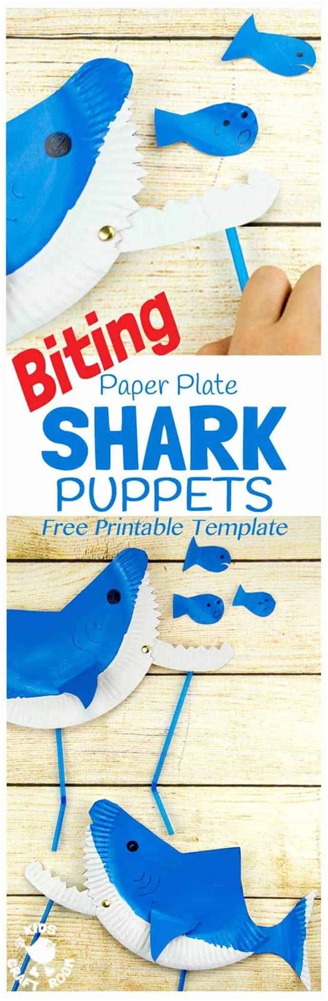 Paper Plate Shark Puppet Craft Kids Craft Room