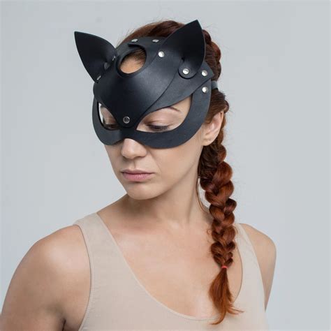 Cat Leather Mask Face Kitten Bdsm Mask For Women Etsy